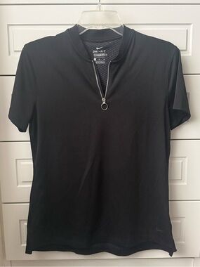Nike Black Short-Sleeve Dri-FIT Zip Golf Shirt